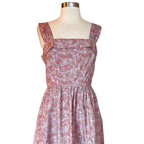 LOVESHACKFANCY Floral Dress Sleeveless Fit n' Flare Tan Garden Cotton Pink Small - Picture 7 of 9
